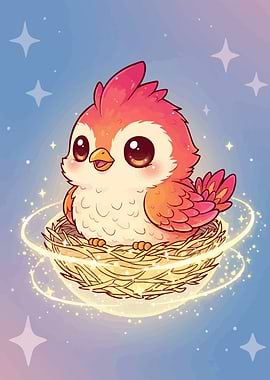 Cute Bird in Nest
