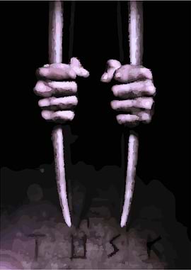 Tusk: Hands gripping bars in darkness