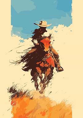 Cowboy on Horseback Digital Art game
