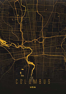 Columbus, USA City Map Artwork - Modern Minimalist Street Map of Columbus's Iconic Urban Landscape