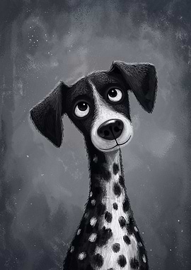 Whimsical Spotted Dog Portrait