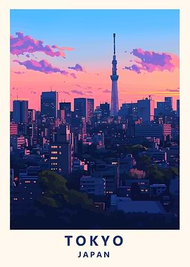 Tokyo Japan Cityscape at Sunset