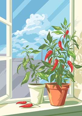 Chili Plants by the Window