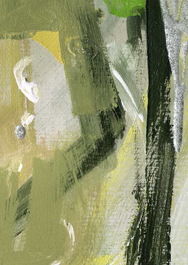 Abstract Green and Yellow Brushstrokes Painting