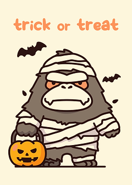 Halloween Mummy Gorilla with Pumpkin