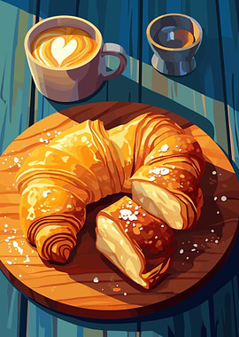 Croissant and Coffee Still Life