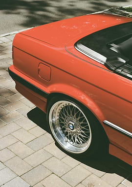 Red BMW Convertible Rear Quarter View 35mm Film