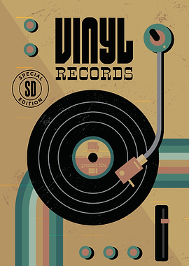 Retro Vinyl Record Player Illustration