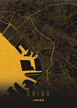 Chiba, Japan City Map Artwork - Modern Minimalist Street Map of Chiba's Iconic Urban Landscape