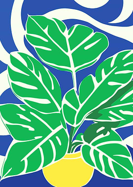 Green Plant in Yellow Pot Illustration