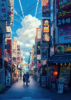 Vibrant Japanese Street Scene
