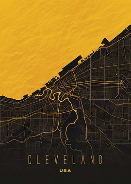 Cleveland, USA City Map Artwork - Modern Minimalist Street Map of Cleveland's Iconic Urban Landscape
