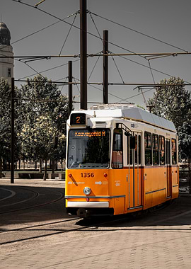 Yellow tram in Budapest