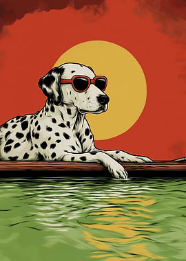 Cool Dalmatian Dog with Sunglasses