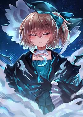 Anime Girl with Moon Pendant