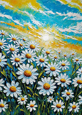 Daisy Field Under a Sunny Sky
