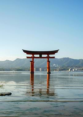 Itsukushima Torii Gate in Water