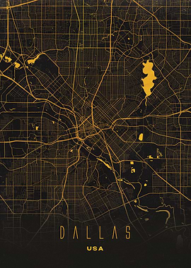Dallas, USA City Map Artwork - Modern Minimalist Street Map of Dallas's Iconic Urban Landscape