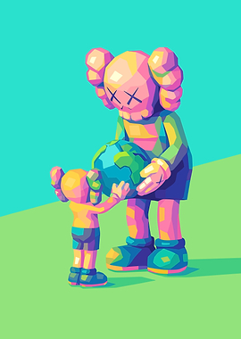 Kaws Figures Holding Earth