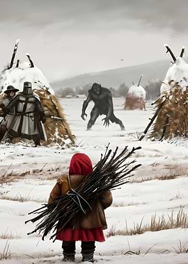 Fantasy Riding Hood Landscape Anime Posters