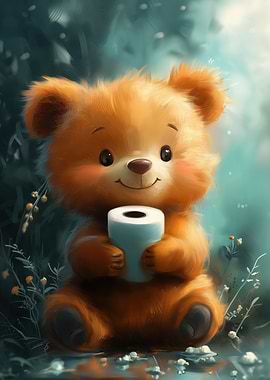 Cute Bear with Toilet Paper Roll