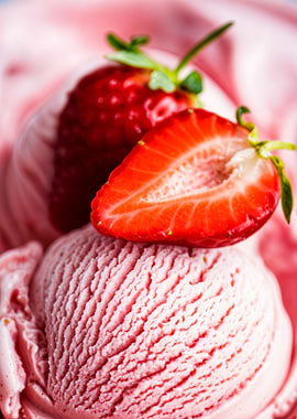 Strawberry Ice Cream with Fresh Strawberries