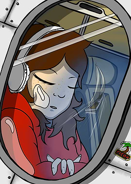 Sleeping on a Plane Cartoon