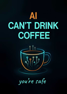 AI Can't Drink Coffee Funny AI Poster