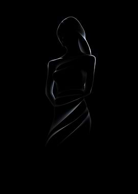 Woman Silhouette in Dark