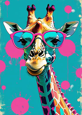 Giraffe with Sunglasses Pop Art