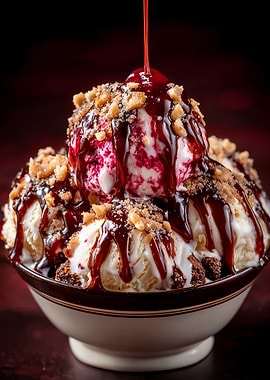 Ice Cream Sundae with Cherry Topping