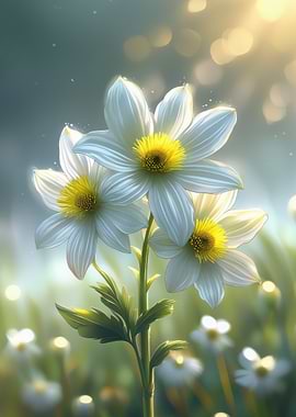 White Flowers with Yellow Centers