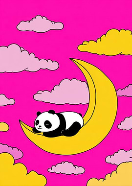 Sleeping Panda on the Moon