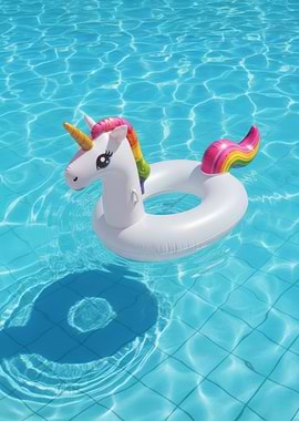 Unicorn Pool Float in Blue Water - Summer