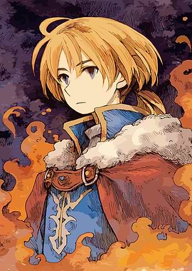 Anime Boy with Cape and Fire
