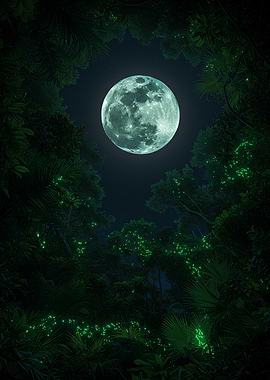 Full Moon Over Enchanted Forest