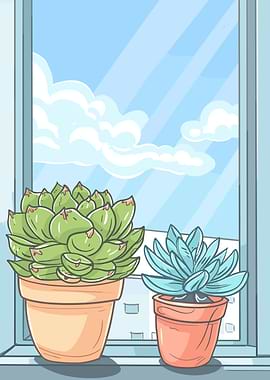Two Succulents by the Window