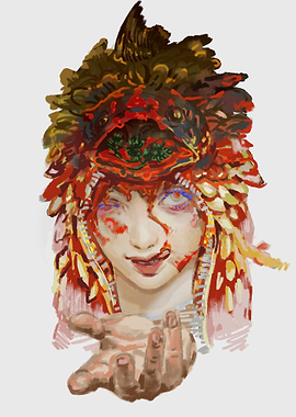 Woman with Headdress Digital Art Portrait