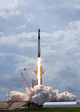 Rocket Launch with Smoke and Fire