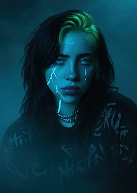 Billie Eilish with lightning effect