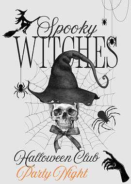 Halloween Witches Club – Spooky Skull & Witch