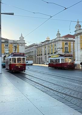 Vintage Trams in Lisbon, Portugal