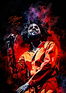 J. Cole Portrait with Signature