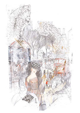 London Street Scene Pencil Drawing