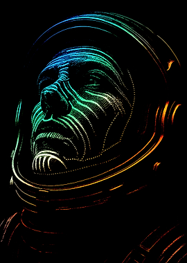 Abstract Astronaut Portrait in Space Helmet