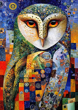 Mosaic Owl Portrait