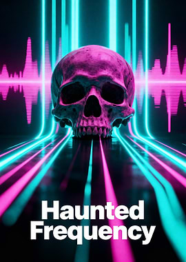 Haunted Frequency Skull Neon Art