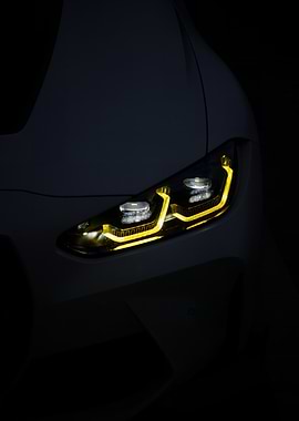 Car headlight detail in the dark