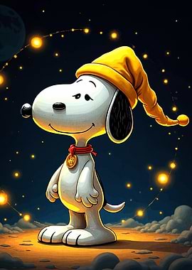 Snoopy in Nightcap with Glowing Lights