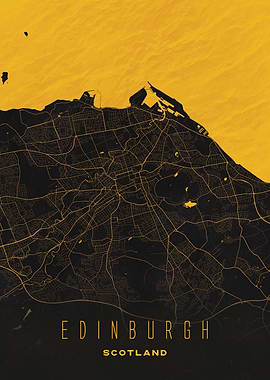 Edinburgh, Scotland City Map Artwork - Modern Minimalist Street Map of Edinburgh's Iconic Urban Landscape